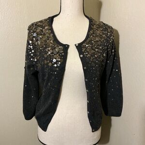 LaRok Black Cardigan with Gold Sequins
